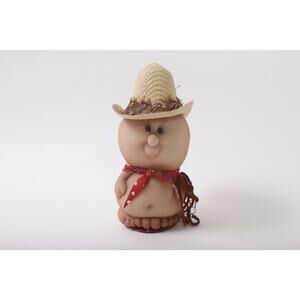 Funny Cowboy, Funny Bum Nylon Stocking Potato Doll, Soft Figure, Straw Hat, Red